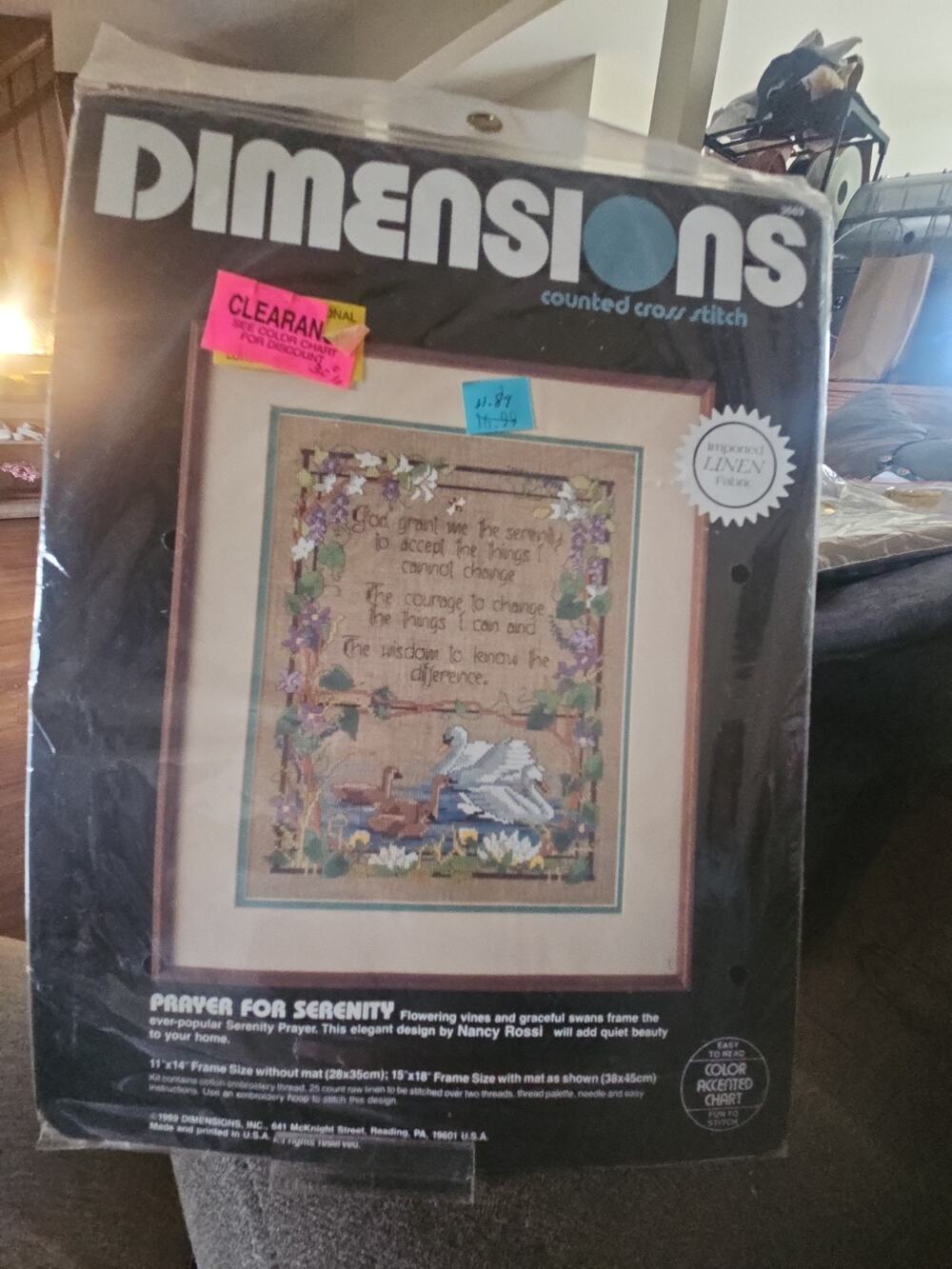 Dimensions Cross Stitch Kit PRAYER FOR SERENITY #3669 Nancy Rossi Swans Foliage